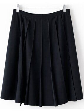 Paperwhite Black Pleated A-line Skirt Size 12
